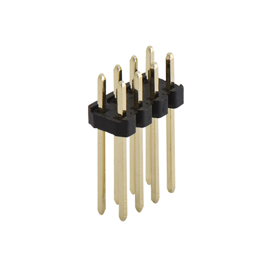 Pitch 2.00mm 180°双排 DIP 排针 L=12.20MM 2X04Pin 黑色 镀全金G/F